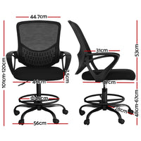 Artiss Office Chair Drafting Stool Computer Standing Desk Mesh Chairs Black - One Red Hill