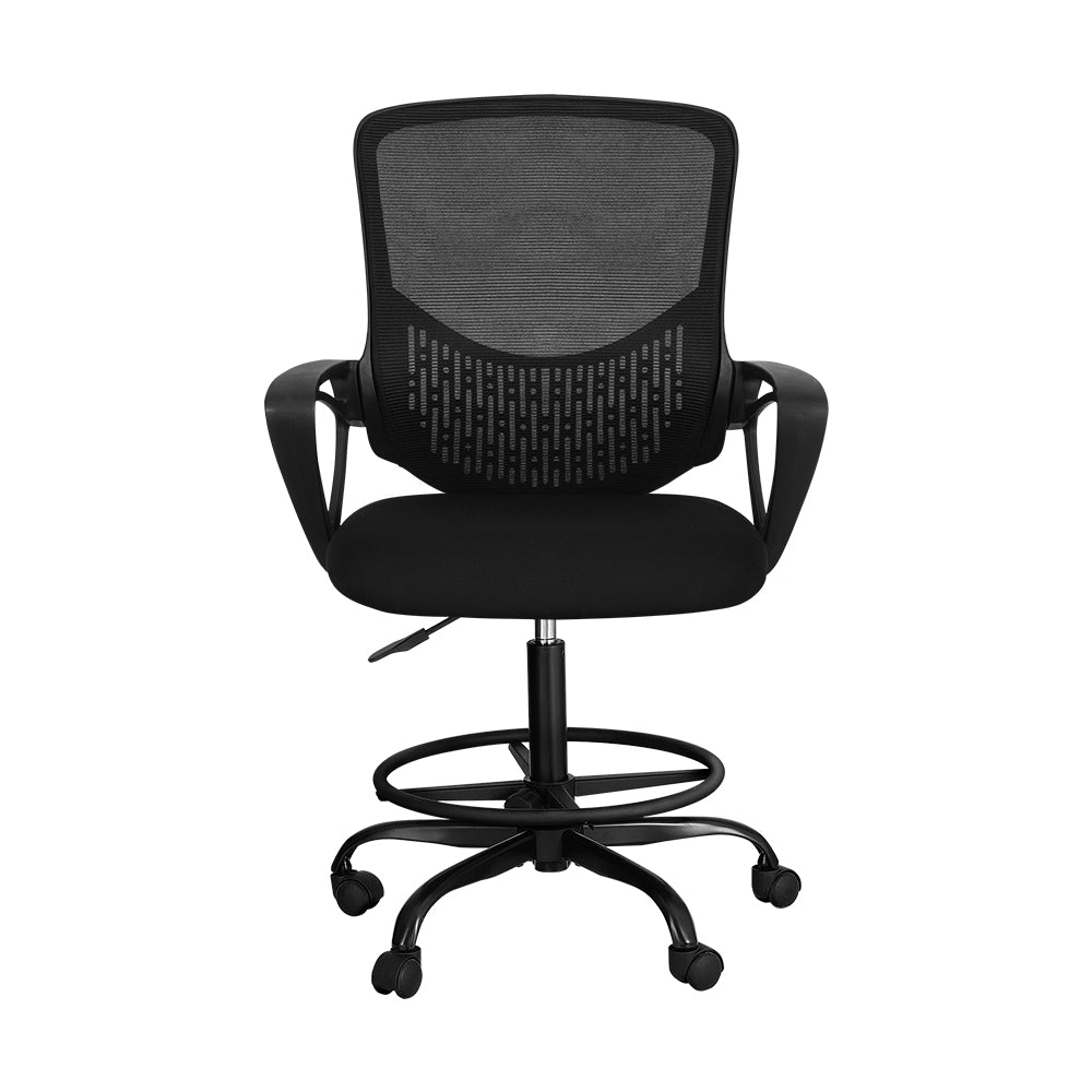 Artiss Office Chair Drafting Stool Computer Standing Desk Mesh Chairs Black - One Red Hill