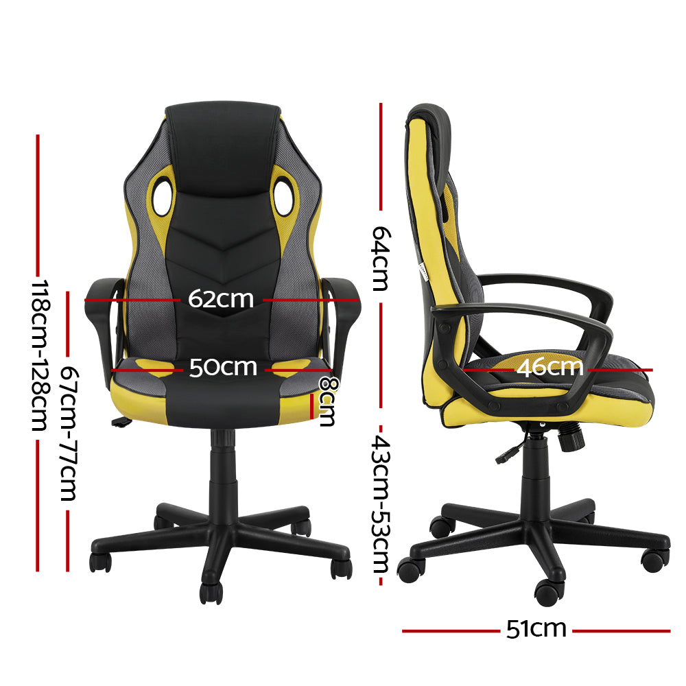 Artiss Gaming Office Chair Computer Executive Racing Chairs High Back Yellow - One Red Hill