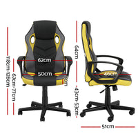 Artiss Gaming Office Chair Computer Executive Racing Chairs High Back Yellow - One Red Hill