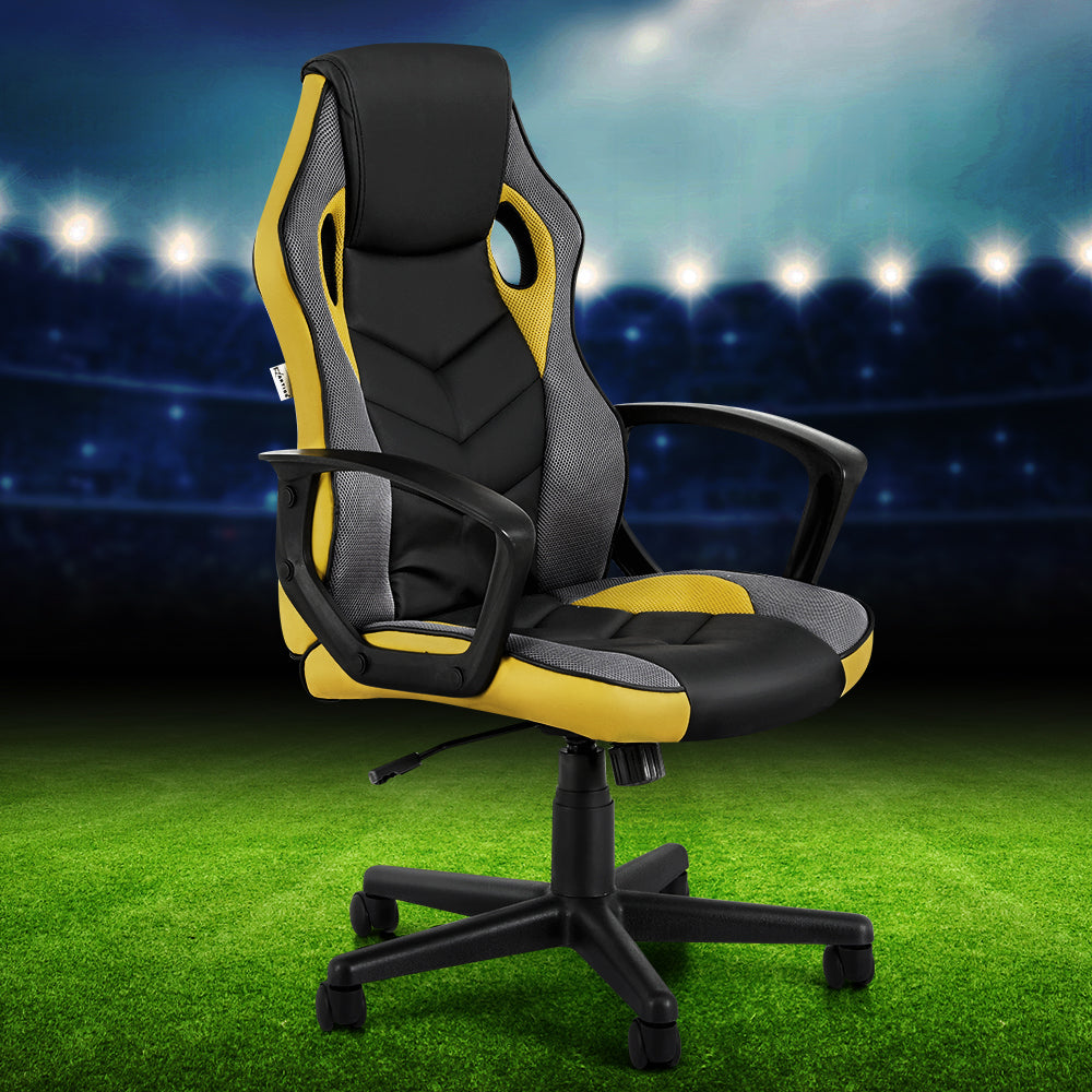 Artiss Gaming Office Chair Computer Executive Racing Chairs High Back Yellow - One Red Hill
