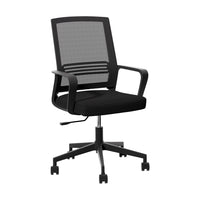 Artiss Mesh Office Chair Computer Gaming Desk Chairs Work Study Mid Back Black - One Red Hill