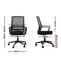 Artiss Mesh Office Chair Computer Gaming Desk Chairs Work Study Mid Back Black - One Red Hill