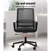 Artiss Mesh Office Chair Computer Gaming Desk Chairs Work Study Mid Back Black - One Red Hill