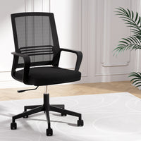 Artiss Mesh Office Chair Computer Gaming Desk Chairs Work Study Mid Back Black - One Red Hill