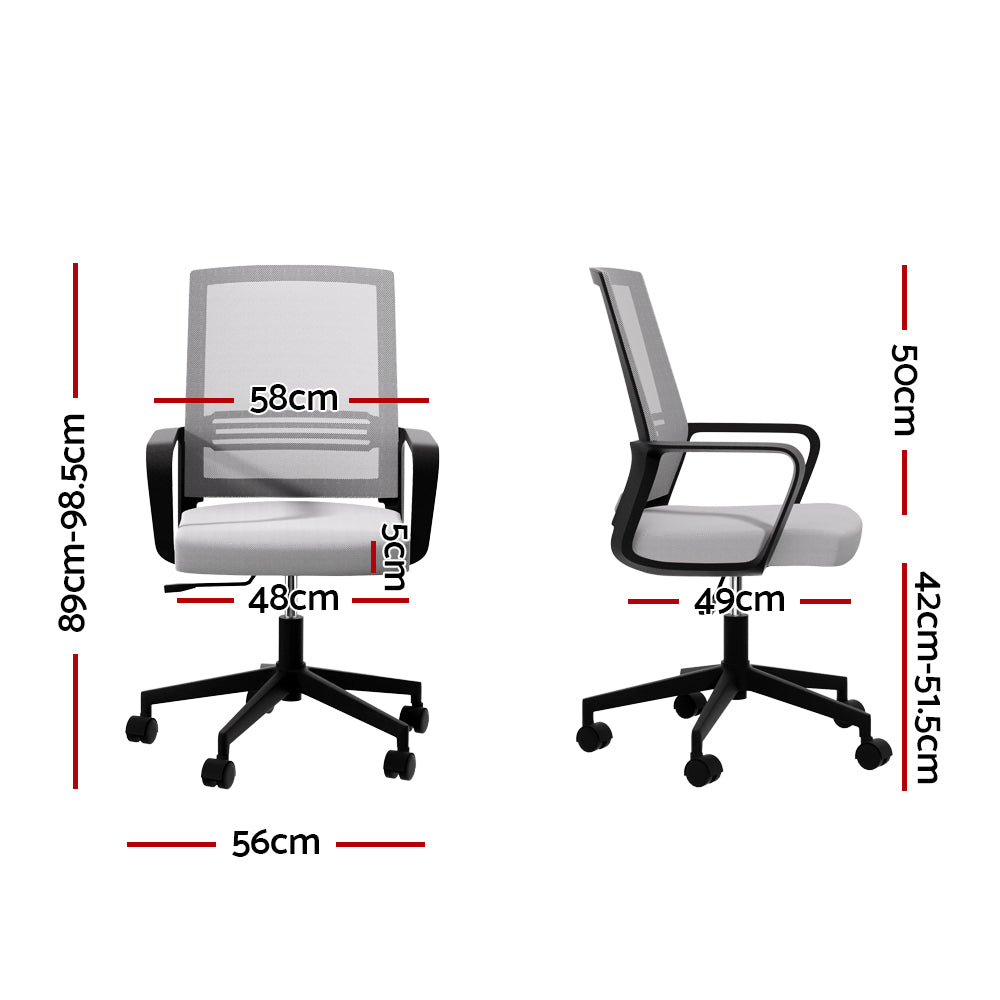 Artiss Mesh Office Chair Computer Gaming Desk Chairs Work Study Mid Back Grey - One Red Hill