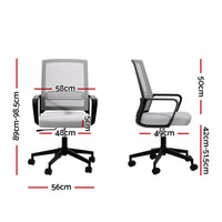 Artiss Mesh Office Chair Computer Gaming Desk Chairs Work Study Mid Back Grey - One Red Hill
