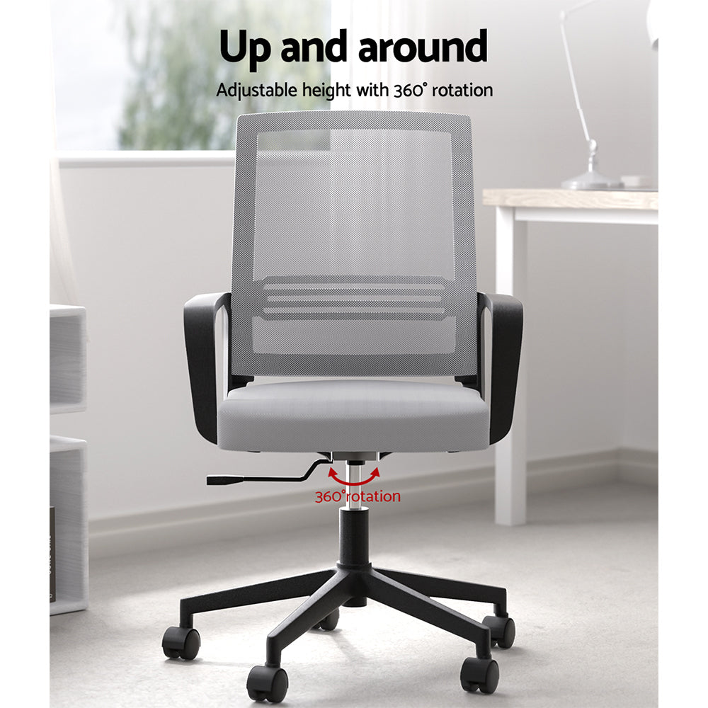 Artiss Mesh Office Chair Computer Gaming Desk Chairs Work Study Mid Back Grey - One Red Hill