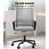 Artiss Mesh Office Chair Computer Gaming Desk Chairs Work Study Mid Back Grey - One Red Hill