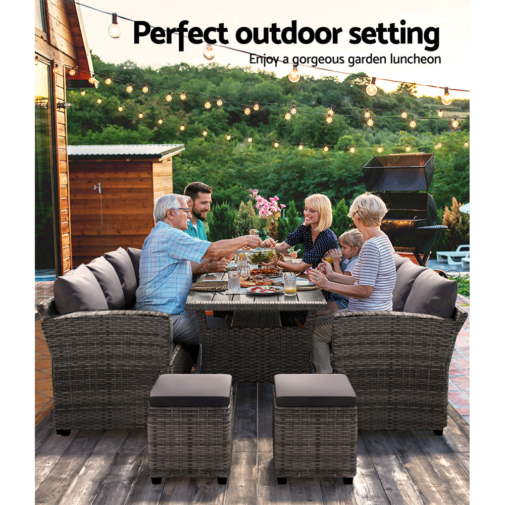 Gardeon Outdoor Dining Set Wicker Table Chairs Setting 8 Seater - One Red Hill