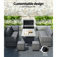 Gardeon Outdoor Dining Set Wicker Table Chairs Setting 8 Seater - One Red Hill