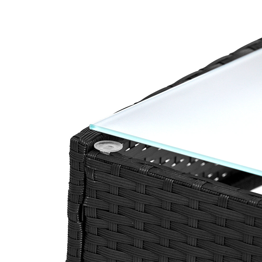 Gardeon 4 Seater Outdoor Sofa Set Wicker Setting Table Chair Furniture Black - One Red Hill