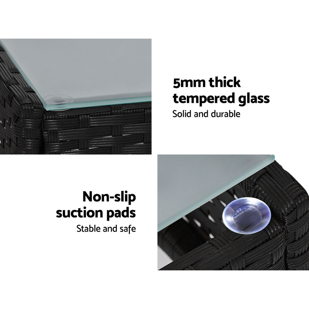 Gardeon 4 Seater Outdoor Sofa Set with Storage Cover Wicker Table Chair Black - One Red Hill