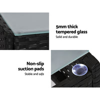 Gardeon 4 Seater Outdoor Sofa Set with Storage Cover Wicker Table Chair Black - One Red Hill