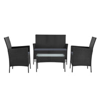 Gardeon 4 Seater Outdoor Sofa Set Wicker Setting Table Chair Furniture Dark Grey - One Red Hill