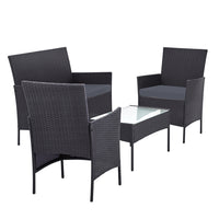 Gardeon 4 Seater Outdoor Sofa Set Wicker Setting Table Chair Furniture Dark Grey - One Red Hill