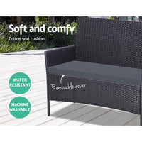 Gardeon 4 Seater Outdoor Sofa Set Wicker Setting Table Chair Furniture Dark Grey - One Red Hill