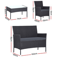 Gardeon 4 Seater Outdoor Sofa Set with Storage Cover Wicker Table Chair Dark Grey - One Red Hill