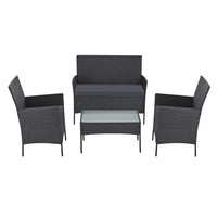 Gardeon 4 Seater Outdoor Sofa Set with Storage Cover Wicker Table Chair Dark Grey - One Red Hill