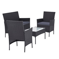 Gardeon 4 Seater Outdoor Sofa Set with Storage Cover Wicker Table Chair Dark Grey - One Red Hill