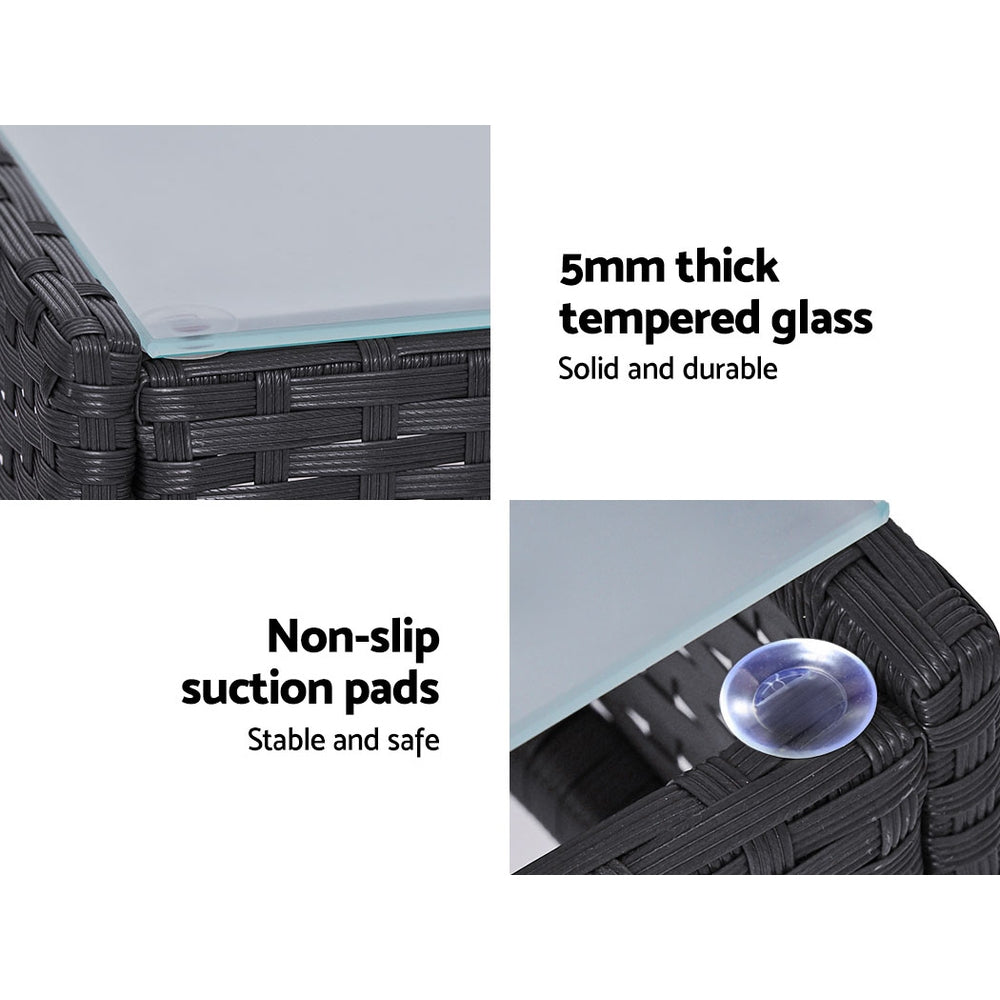 Gardeon 4 Seater Outdoor Sofa Set with Storage Cover Wicker Table Chair Dark Grey - One Red Hill