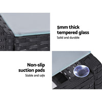 Gardeon 4 Seater Outdoor Sofa Set with Storage Cover Wicker Table Chair Dark Grey - One Red Hill