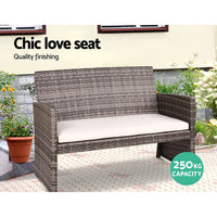 Gardeon 4 PCS Outdoor Sofa Set with Storage Cover Rattan Chair Furniture Grey - One Red Hill