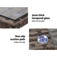 Gardeon 4 PCS Outdoor Sofa Set with Storage Cover Rattan Chair Furniture Grey - One Red Hill