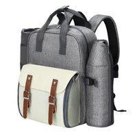 Alfresco 4 Person Picnic Basket Set Backpack Bag Insulated Grey - One Red Hill