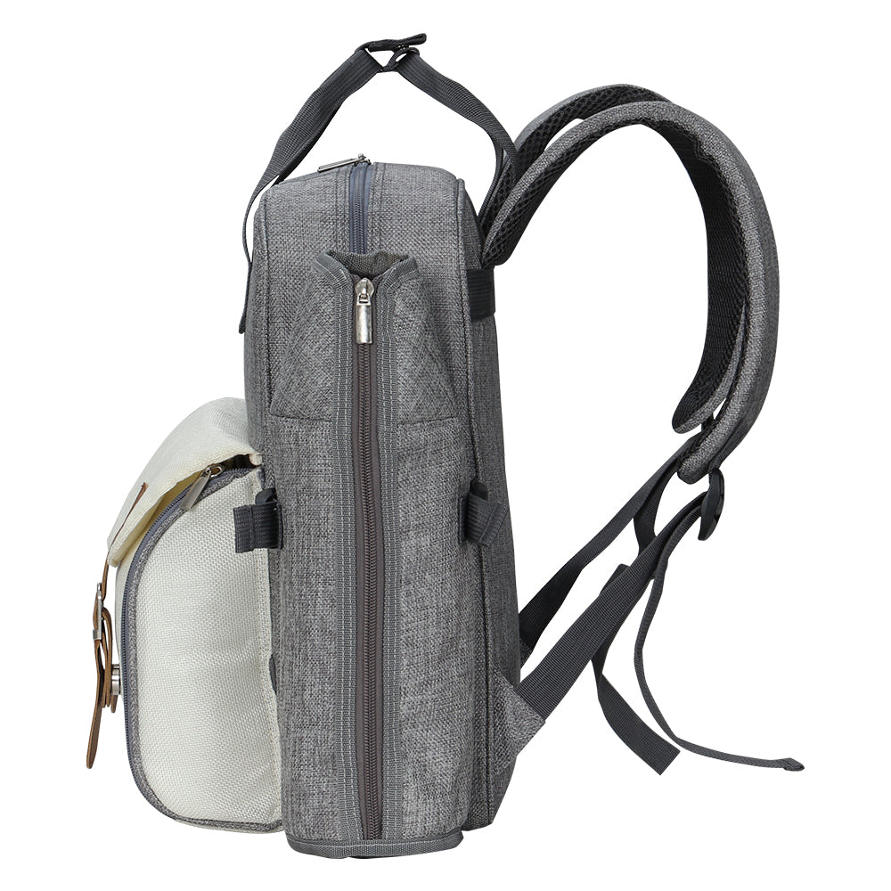 Alfresco 4 Person Picnic Basket Set Backpack Bag Insulated Grey - One Red Hill