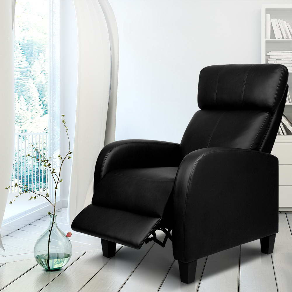 Artiss PU Leather Reclining Armchair - Black - One Red Hill