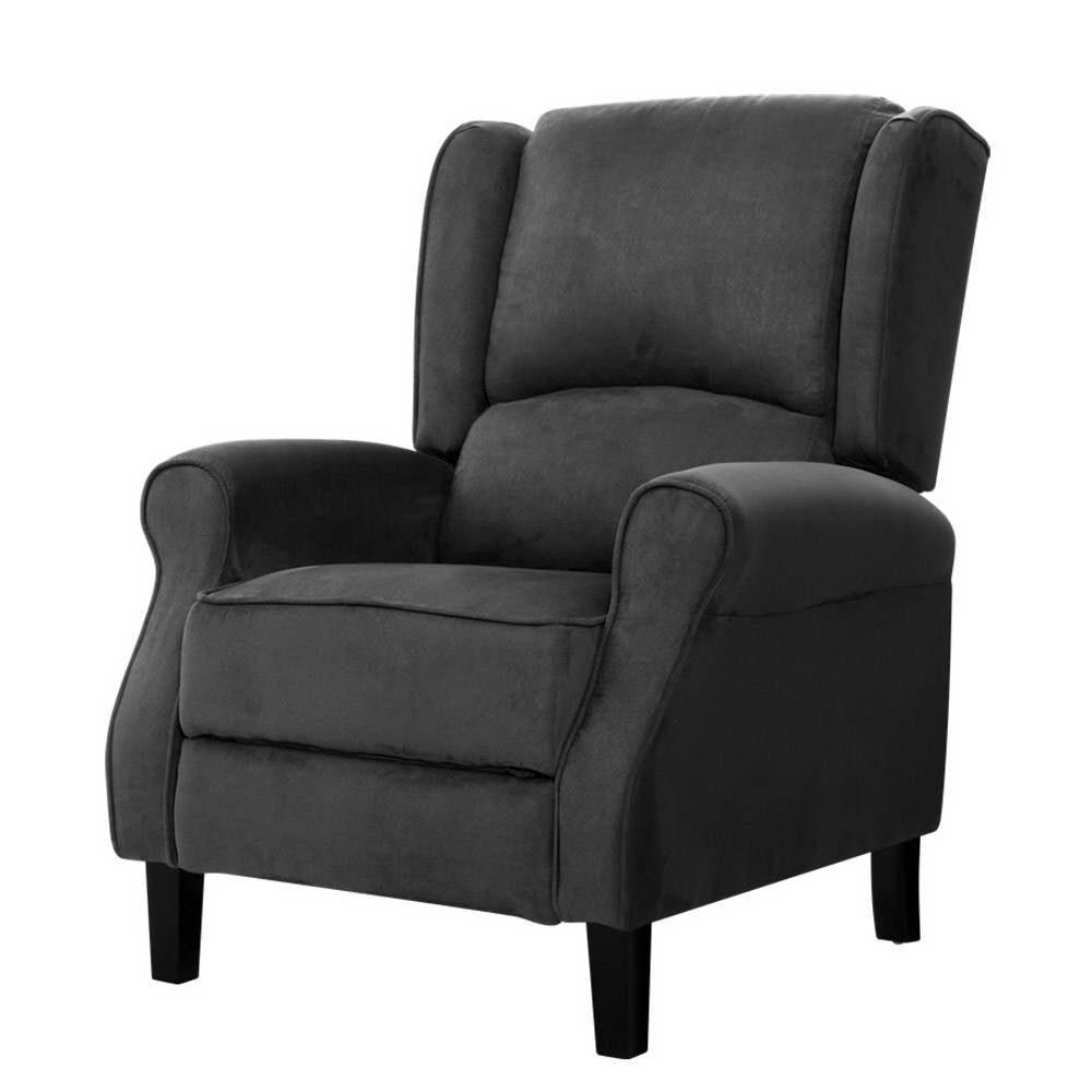 Artiss Recliner Chair Adjustable Sofa Lounge Soft Suede Armchair Couch Charcoal - One Red Hill