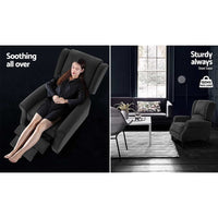 Artiss Recliner Chair Adjustable Sofa Lounge Soft Suede Armchair Couch Charcoal - One Red Hill