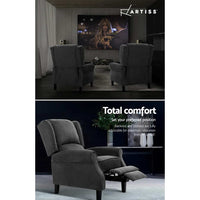 Artiss Recliner Chair Adjustable Sofa Lounge Soft Suede Armchair Couch Charcoal - One Red Hill