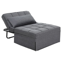 Artiss Sofa Bed Ottoman Pillow Folding Linen Grey Siyi - One Red Hill