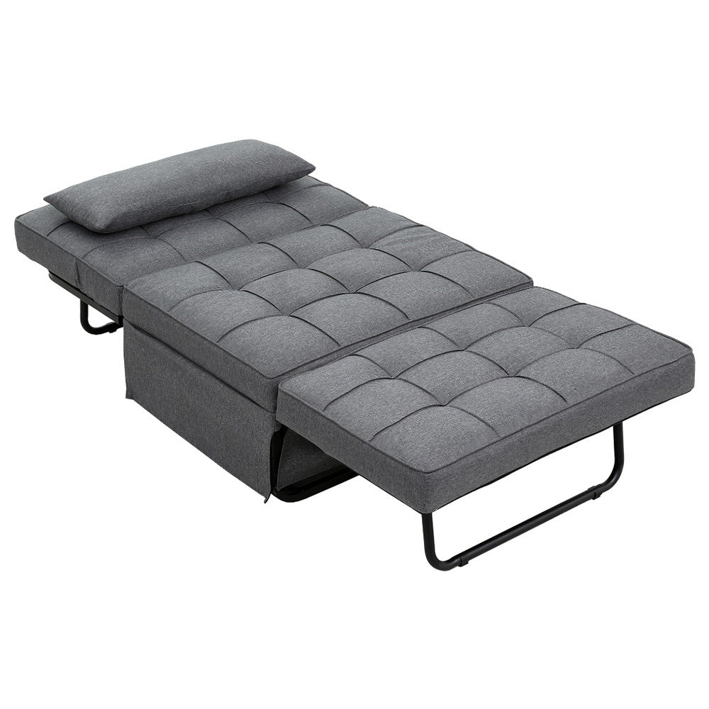 Artiss Sofa Bed Ottoman Pillow Folding Linen Grey Siyi - One Red Hill