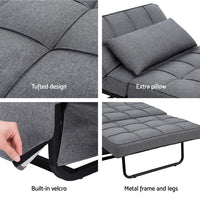 Artiss Sofa Bed Ottoman Pillow Folding Linen Grey Siyi - One Red Hill