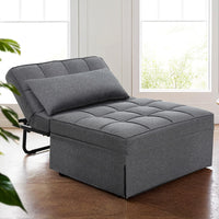 Artiss Sofa Bed Ottoman Pillow Folding Linen Grey Siyi - One Red Hill