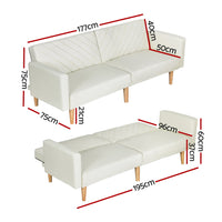 Artiss Sofa Bed 3 Seater Tilted Faux Linen Beige - One Red Hill