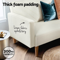Artiss Sofa Bed 3 Seater Tilted Faux Linen Beige - One Red Hill