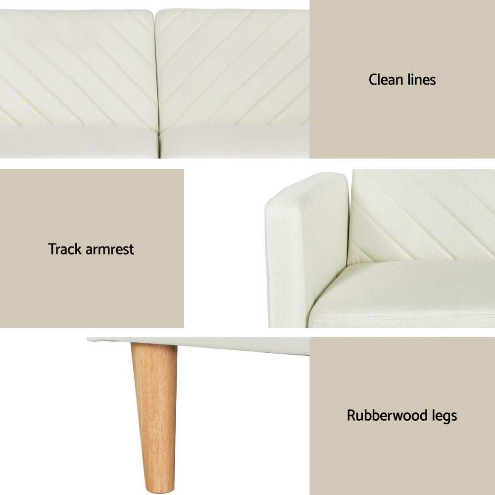 Artiss Sofa Bed 3 Seater Tilted Faux Linen Beige - One Red Hill