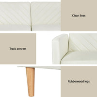 Artiss Sofa Bed 3 Seater Tilted Faux Linen Beige - One Red Hill