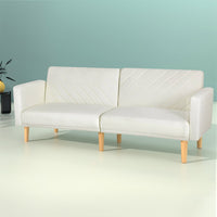 Artiss Sofa Bed 3 Seater Tilted Faux Linen Beige - One Red Hill