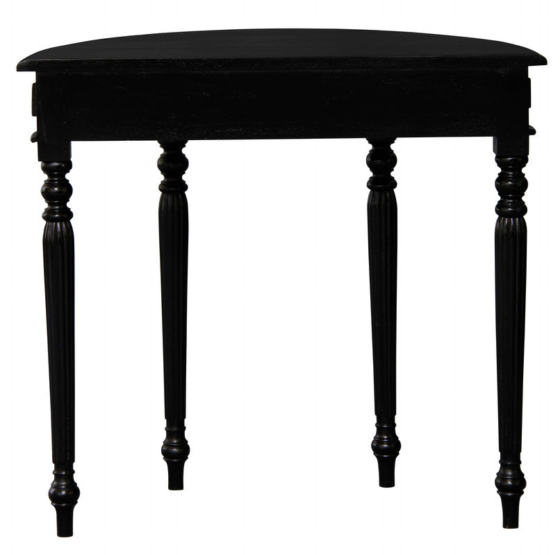Huntley Turn Leg Half Round Sofa Table  (Black) - One Red Hill