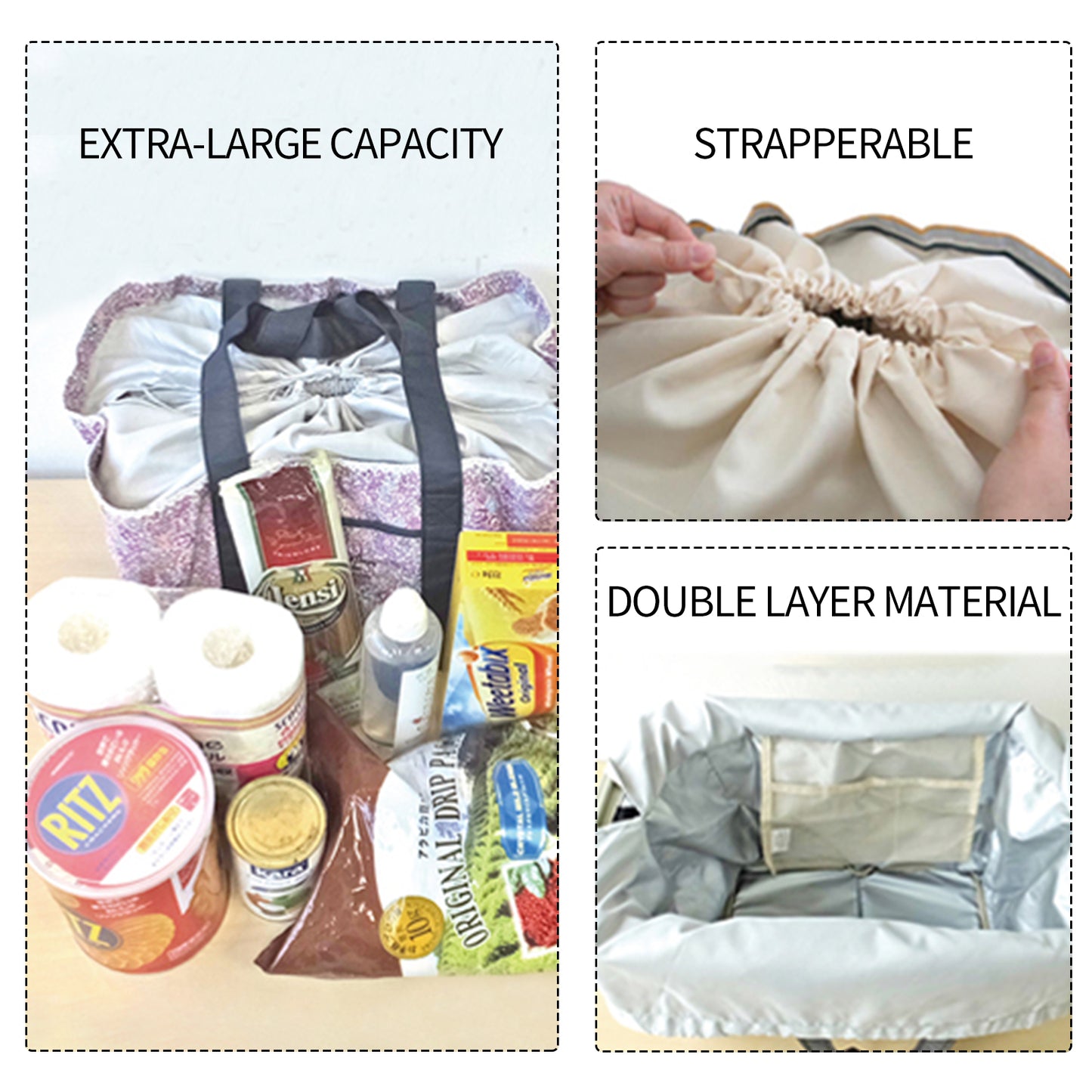 Large Supermarket Shopping Bag Eco Grocery Shoulder Bag Tote Foldable Reusable - One Red Hill