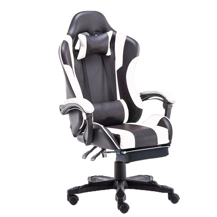 Gaming Chair Office Computer Seating Racing PU Executive Racer Recliner Large Black White - One Red Hill