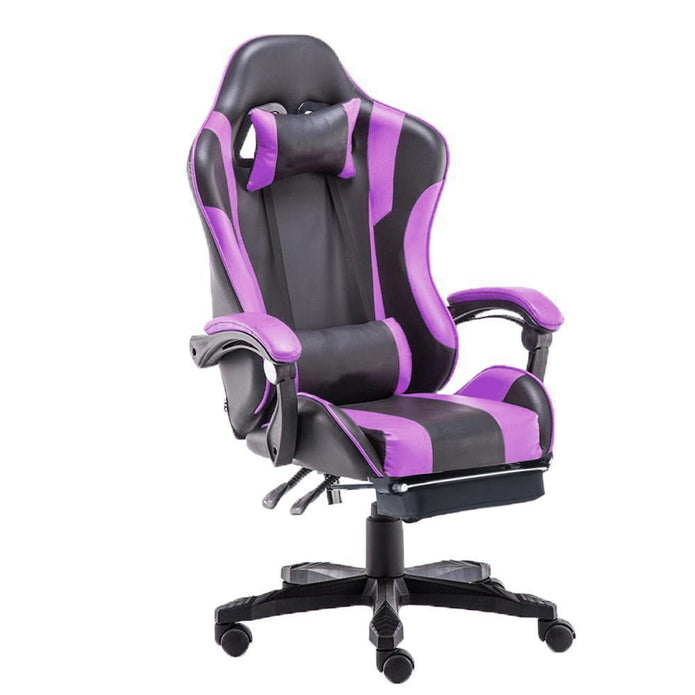 Gaming Chair Office Computer Seating Racing PU Executive Racer Recliner Large Black White - One Red Hill