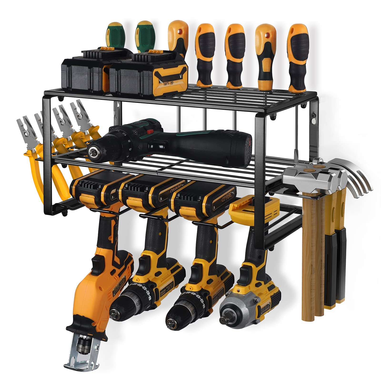 40cm Power Tool Organizer 4 Layers Garage Tool Storage Rack Workshop Tool Shelf Drill Pliers Hammer Rack - One Red Hill