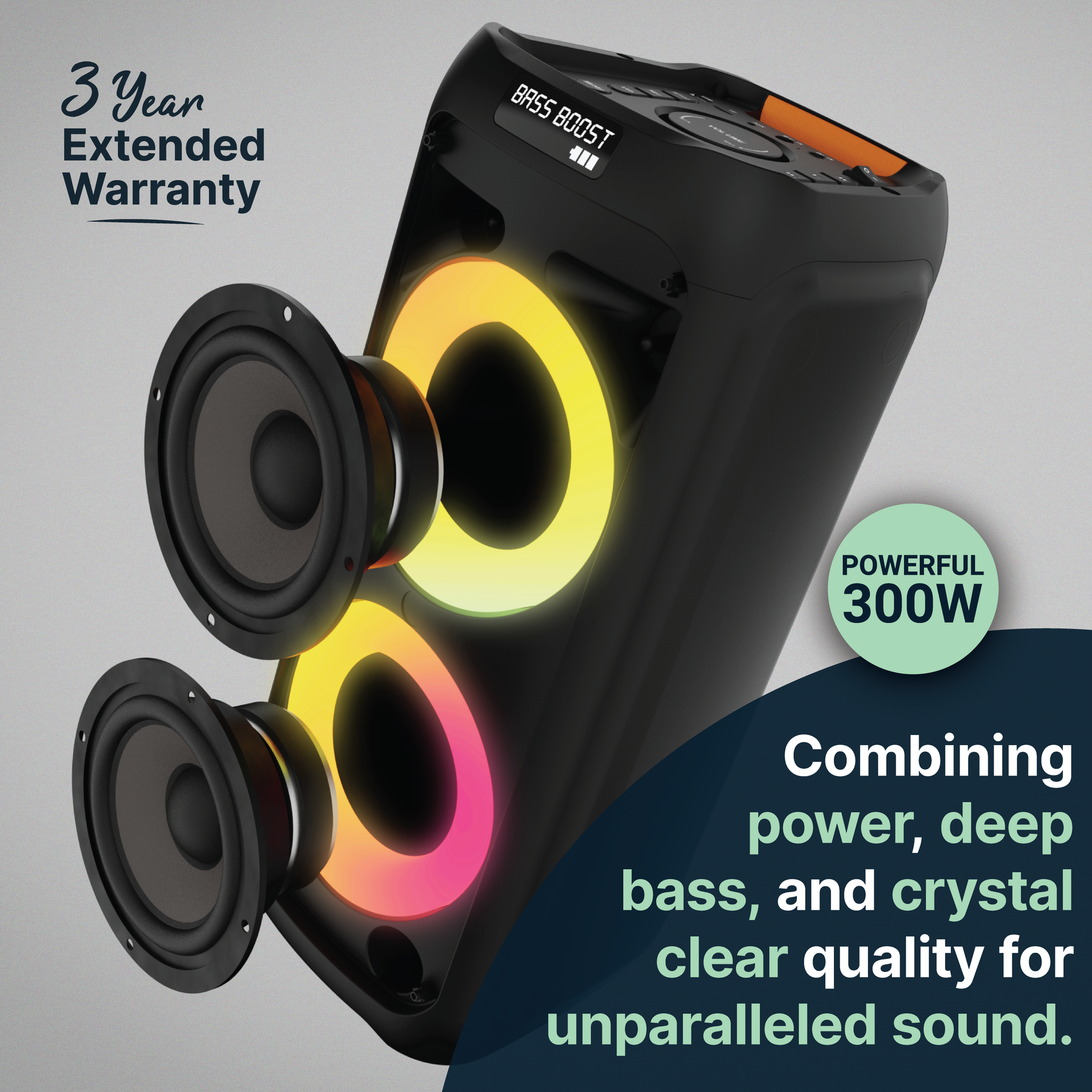 Majority P300 Party Speaker 300W Karaoke & PA System - One Red Hill