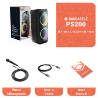 Majority PS200 - Party Speaker 80w Bluetooth Karaoke & PA System - Black - One Red Hill